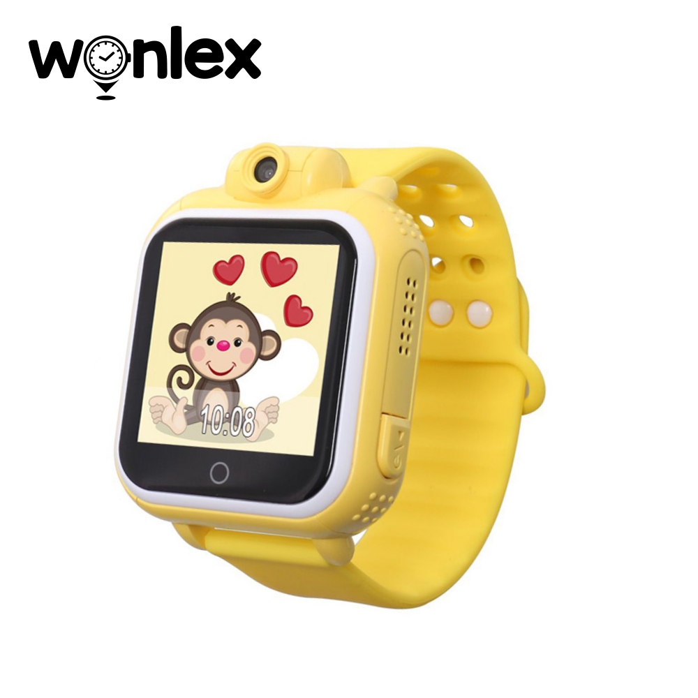 Ceas Smartwatch Pentru Copii Wonlex GW1000 cu Functie Telefon, Localizare GPS, Camera, 3G, Pedometru, SOS, Android – Galben, Cartela SIM Cadou imagine