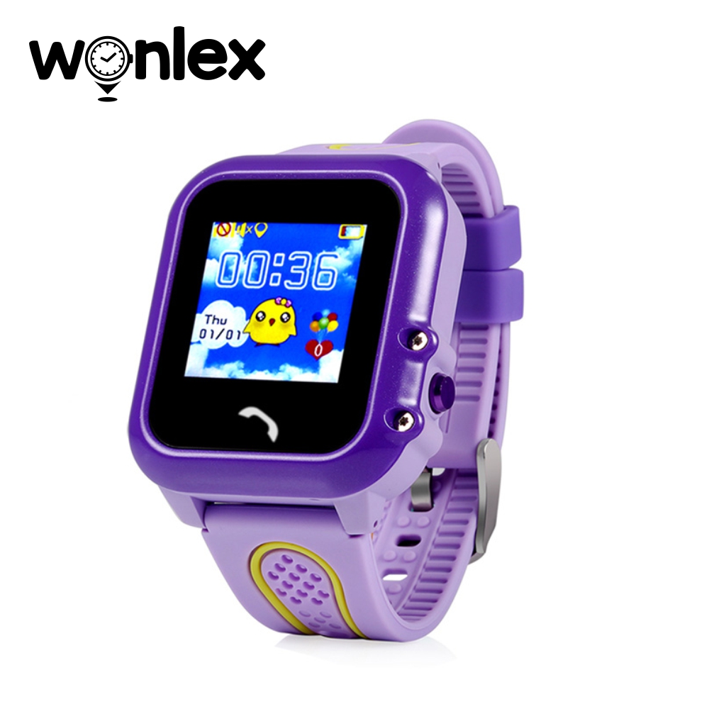 Ceas Smartwatch Pentru Copii Wonlex GW400E cu Functie Telefon, Localizare GPS, Pedometru, SOS, IP54 – Mov, Cartela SIM Cadou