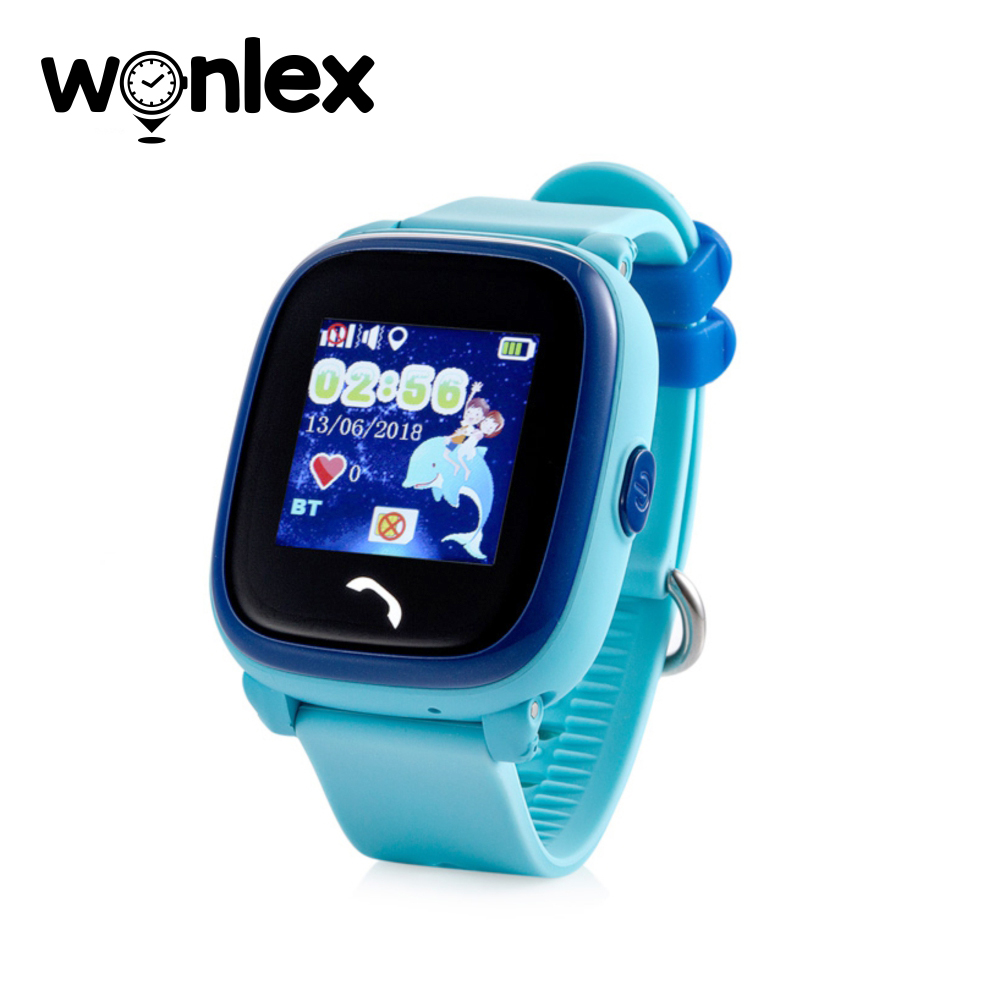 Ceas Smartwatch Pentru Copii Wonlex GW400S cu Functie Telefon, Localizare GPS, Pedometru, SOS, IP54 &#8211; Bleu, Cartela SIM Cadou