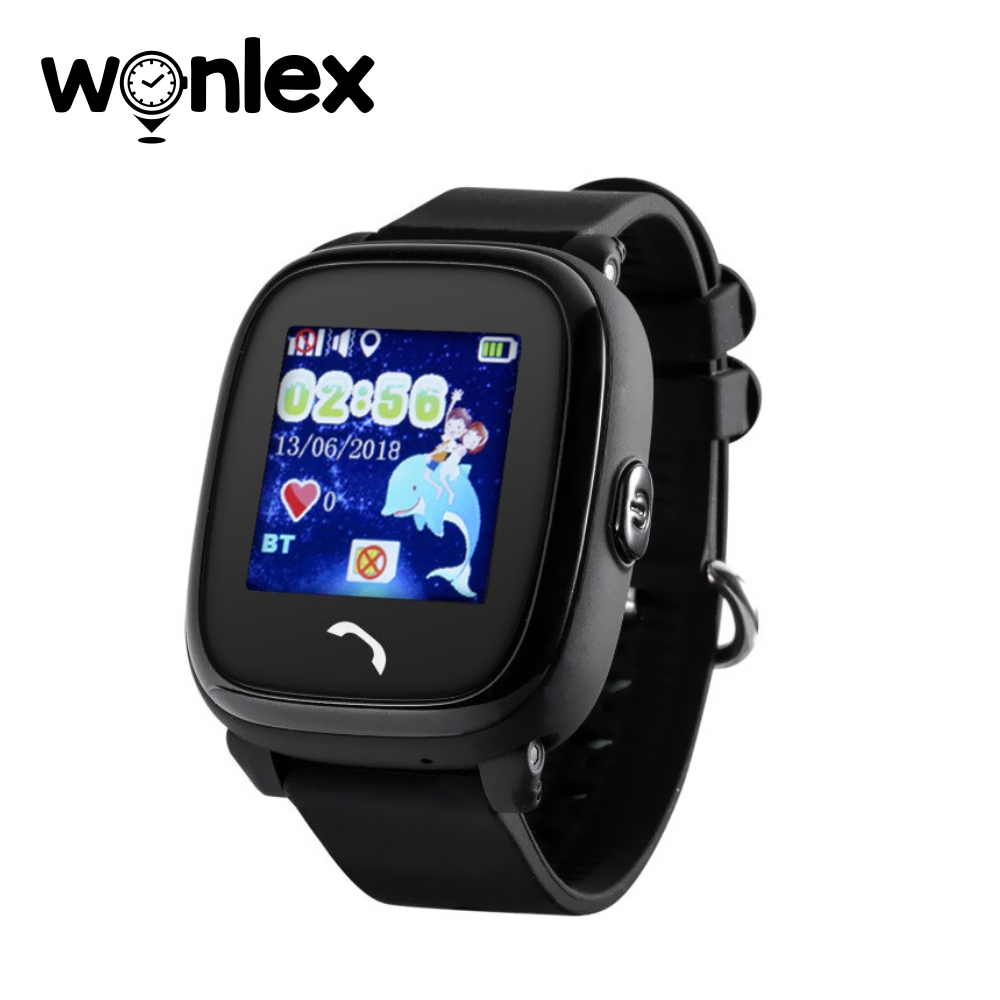 Ceas Smartwatch Pentru Copii Wonlex GW400S cu Functie Telefon, Localizare GPS, Pedometru, SOS, IP54 &#8211; Negru, Cartela SIM Cadou