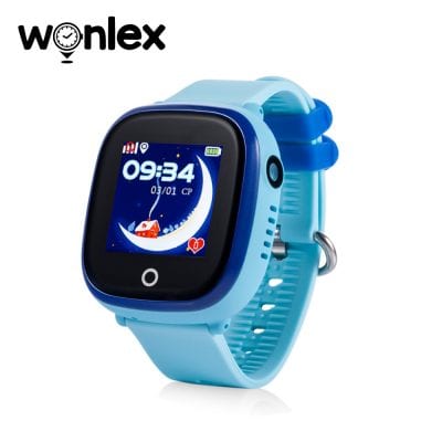 Ceas Smartwatch Pentru Copii Wonlex GW400X WiFi cu Functie Telefon, Localizare GPS, Camera, Pedometru, SOS, IP54 – Bleu, Cartela SIM Cadou