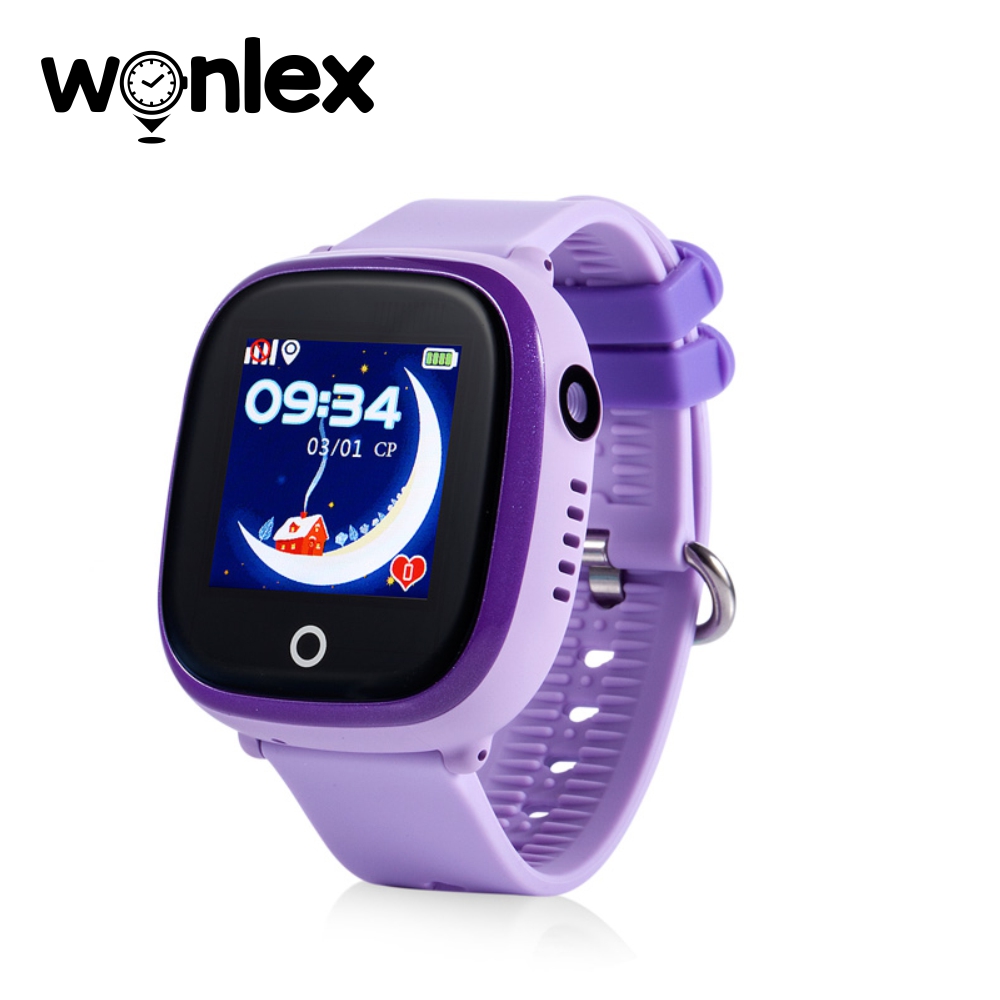 Ceas Smartwatch Pentru Copii Wonlex GW400X WiFi cu Functie Telefon, Localizare GPS, Camera, Pedometru, SOS, IP54 - Mov, Cartela SIM Cadou