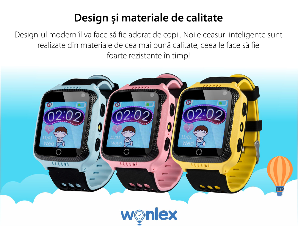 Ceas Smartwatch Pentru Copii Wonlex GW500S, Model 2024 cu Functie Telefon, Localizare GPS, Camera, Lanterna, Pedometru, SOS – Roz, Cartela SIM Cadou