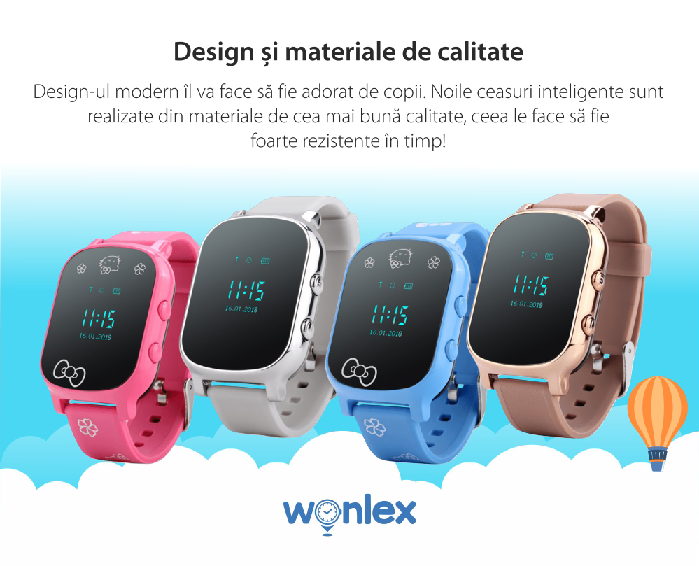 Ceas Smartwatch Pentru Copii Wonlex GW700-T58 cu Functie Telefon, Localizare GPS – Auriu, Cartela SIM Cadou