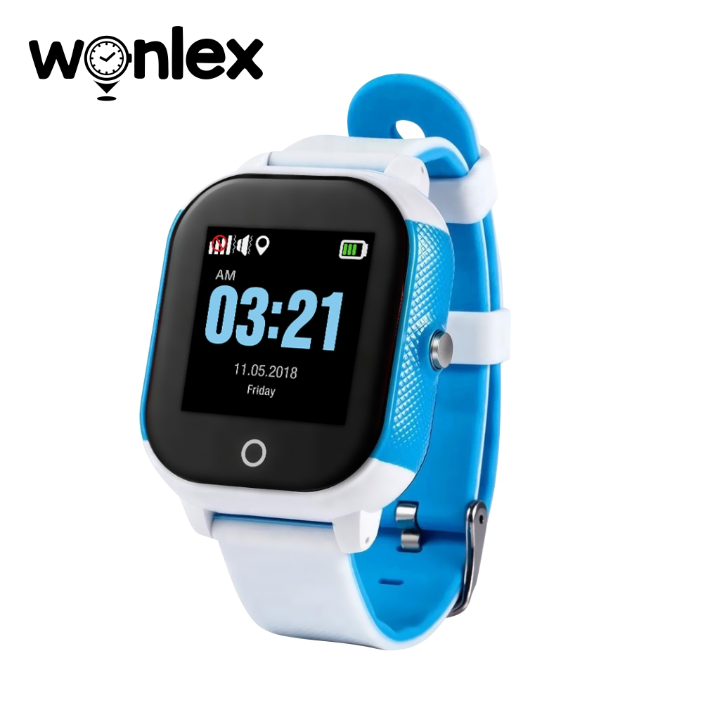 Ceas Smartwatch Pentru Copii Wonlex GW700S cu Functie Telefon, Localizare GPS, Pedometru, SOS, IP54 – Alb-Albastru, Cartela SIM Cadou