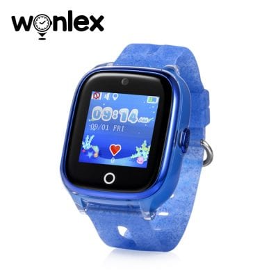 Ceas Smartwatch Pentru Copii Wonlex KT01 Wi-Fi, Model 2022 cu Functie Telefon, Localizare GPS, Camera, Pedometru, SOS, IP54 – Albastru, Cartela SIM Cadou