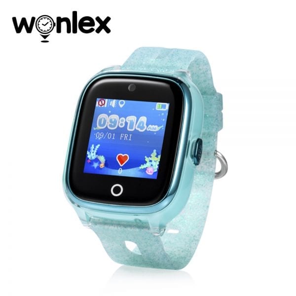 Ceas Smartwatch Pentru Copii Wonlex KT01 Wi-Fi, Model 2024 cu Functie Telefon, Localizare GPS, Camera, Pedometru, SOS, IP54 – Turcoaz, Cartela SIM Cadou