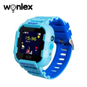 Ceas Smartwatch Pentru Copii Wonlex KT03, Model 2022 cu Functie Telefon, Localizare GPS, Camera, Pedometru, SOS, IP54 – Albastru, Cartela SIM Cadou