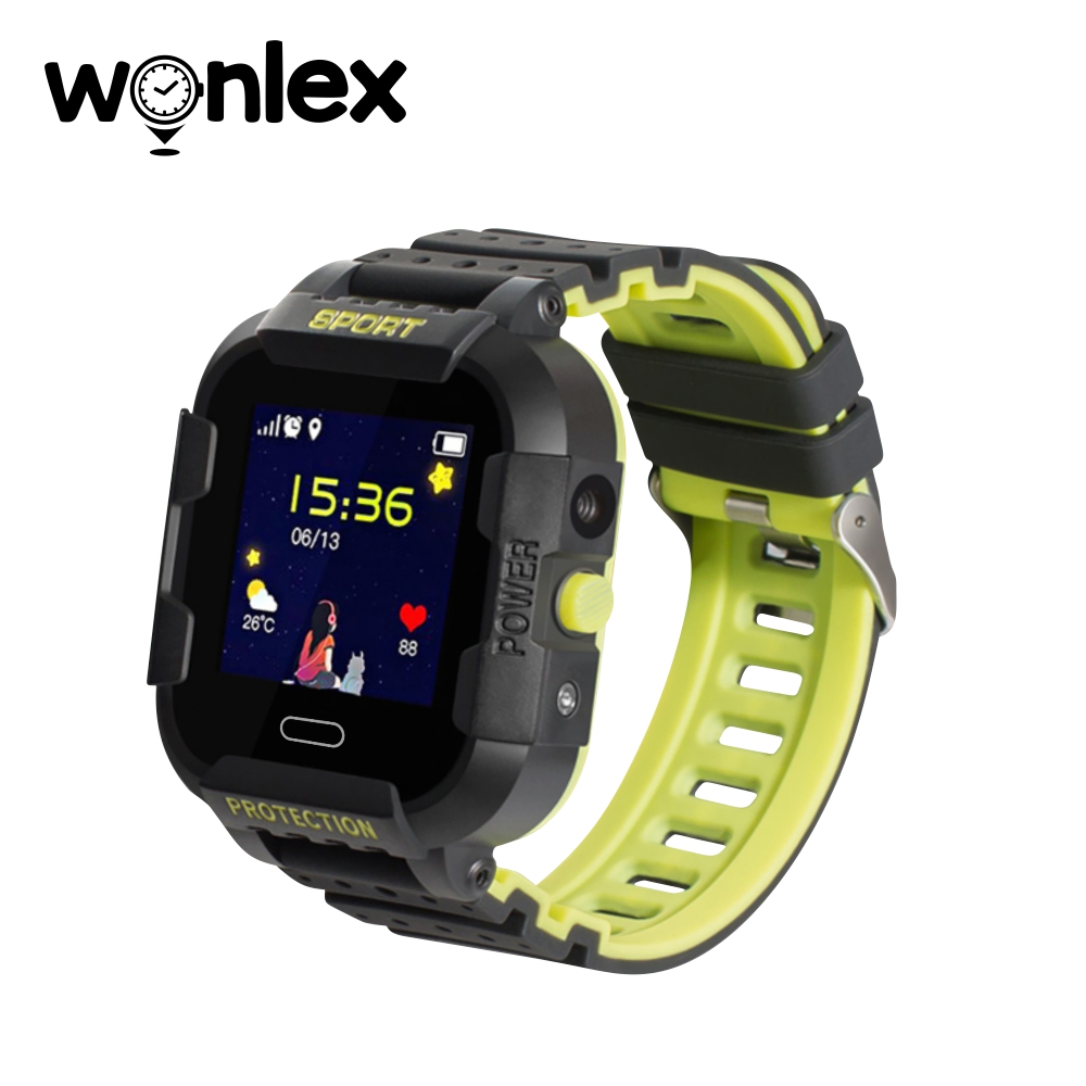 01 wonlex kt03 ceas negru verde lamaie inteligent copii smart watch 2g - 2024 cutiacuceasuri.ro