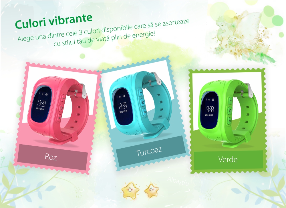 Ceas Smartwatch Pentru Copii Twinkler TKY-Q50 cu Functie Telefon, Localizare GPS, Pedometru, SOS – Verde, Cartela SIM Cadou