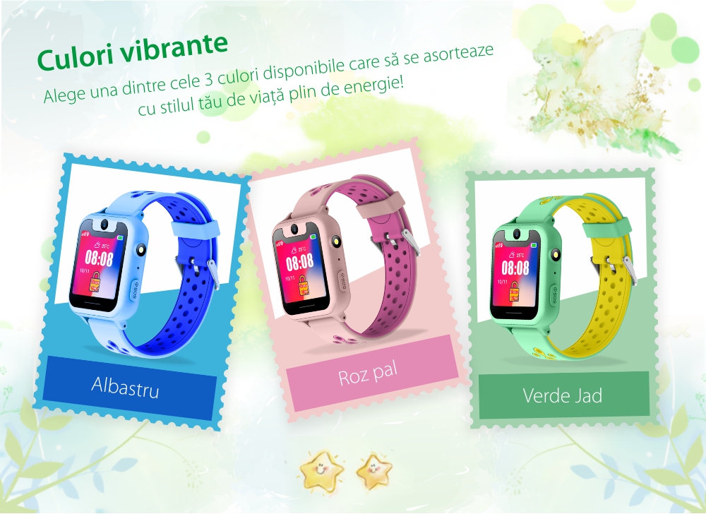 Ceas Smartwatch Pentru Copii Twinkler TKY-S6 cu Functie Telefon, Localizare GPS, Camera, Lanterna, Pedometru, SOS, Joc Matematic – Verde Jad, Cartela SIM Cadou