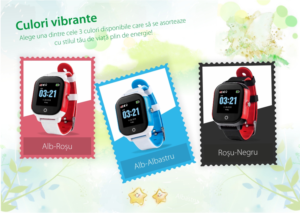Ceas Smartwatch Pentru Copii Wonlex GW700S cu Functie Telefon, Localizare GPS, Pedometru, SOS, IP54 – Rosu-Negru, Cartela SIM Cadou