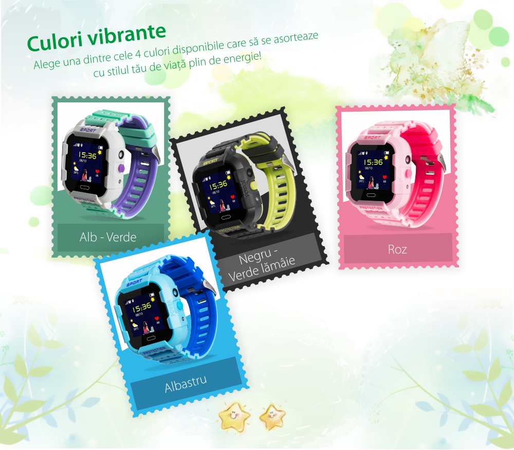 Pachet Promotional 2 Smartwatch-uri Pentru Copii Wonlex KT03, Model 2024 cu Functie Telefon, Localizare GPS, Camera, Pedometru, SOS, IP54 – Roz + Albastru, Cartela SIM Cadou