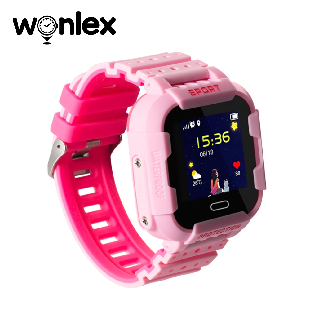 Ceas Smartwatch Pentru Copii Wonlex KT03, Model 2023 cu Functie Telefon, Localizare GPS, Camera, Pedometru, SOS, IP54 – Roz, Cartela SIM Cadou