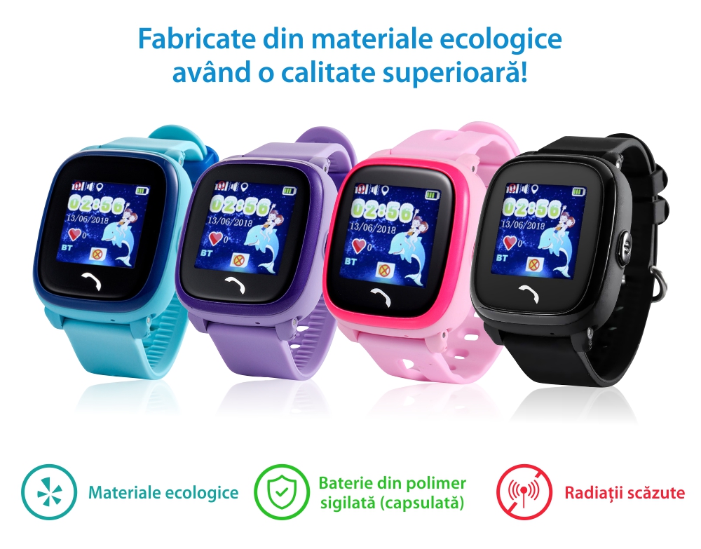 Ceas Smartwatch Pentru Copii Wonlex GW400S WiFi cu Functie Telefon, Localizare GPS, Pedometru, SOS, IP54 – Negru, Cartela SIM Cadou