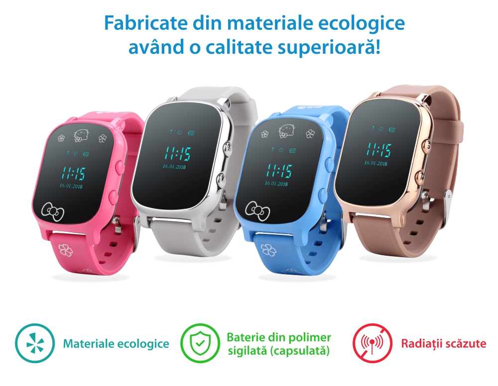 Ceas Smartwatch Pentru Copii Wonlex GW700-T58 cu Functie Telefon, Localizare GPS – Negru, Cartela SIM Cadou
