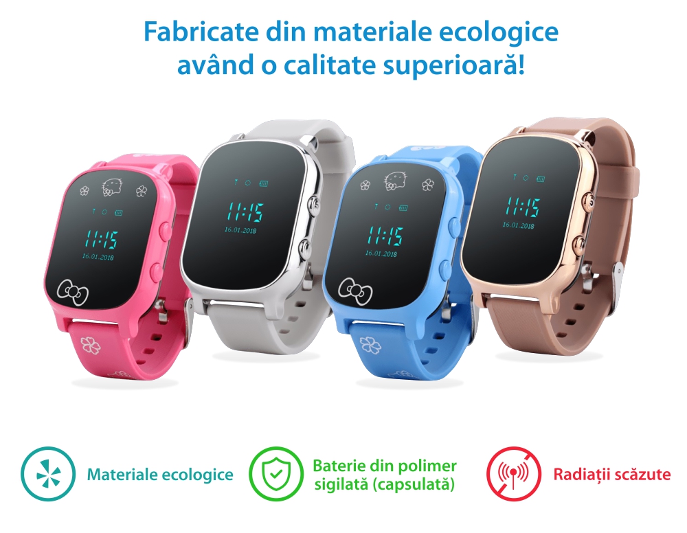 Ceas Smartwatch Pentru Copii Wonlex GW700-T58 cu Functie Telefon, Localizare GPS – Argintiu, Cartela SIM Cadou