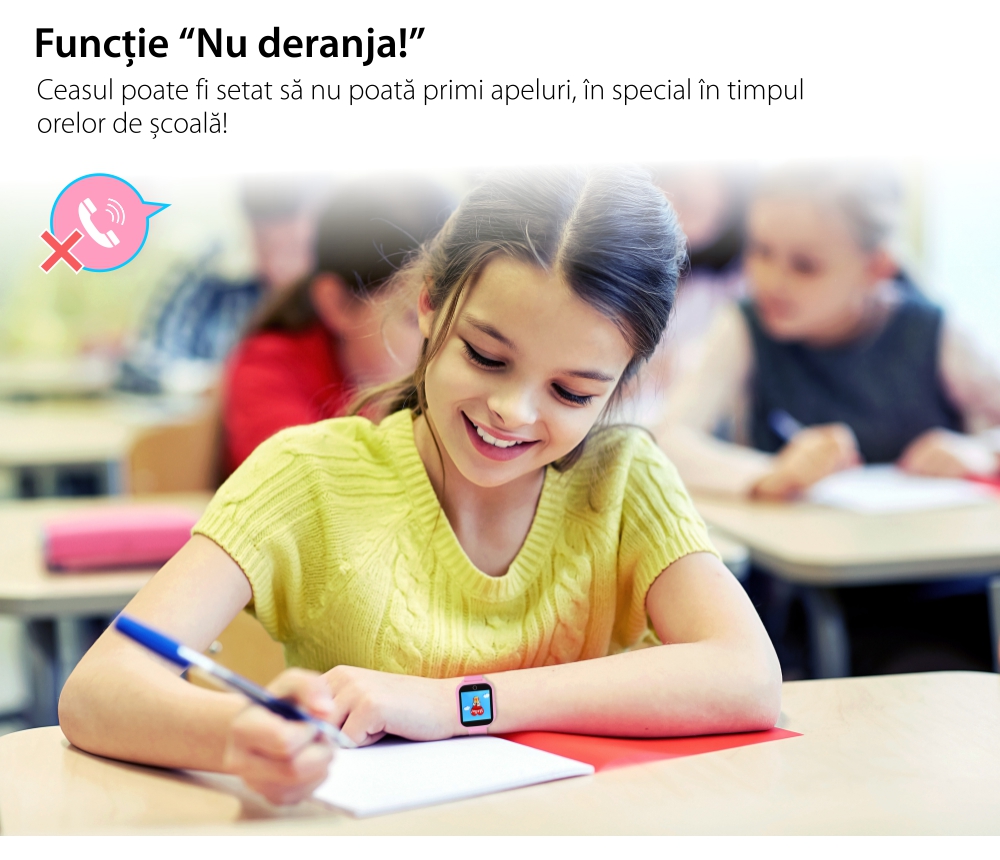 Ceas Smartwatch Pentru Copii YQT Q750 cu Functie Telefon, Localizare GPS, Apel de Monitorizare, Pedometru, SOS, Albastru