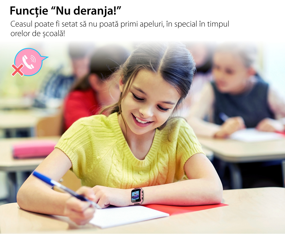 Ceas Smartwatch Pentru Copii Wonlex GW500S, Model 2023 cu Functie Telefon, Localizare GPS, Camera, Lanterna, Pedometru, SOS – Roz, Cartela SIM Cadou