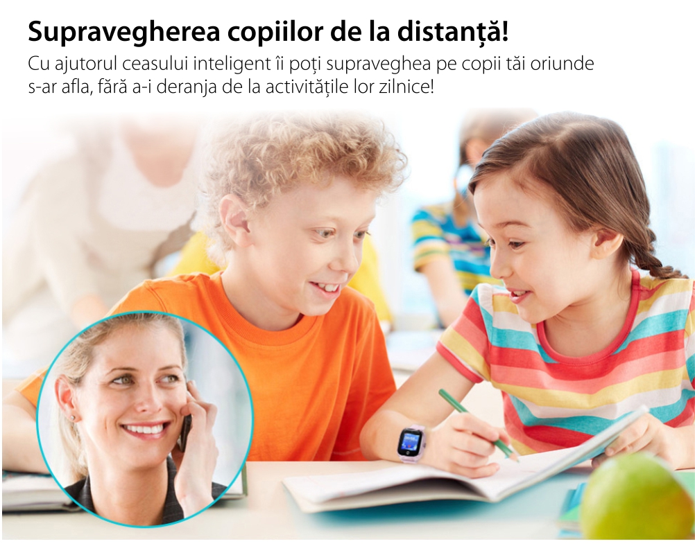 Ceas Smartwatch Pentru Copii Wonlex KT01 Wi-Fi, Model 2022 cu Functie Telefon, Localizare GPS, Camera, Pedometru, SOS, IP54 – Turcoaz, Cartela SIM Cadou