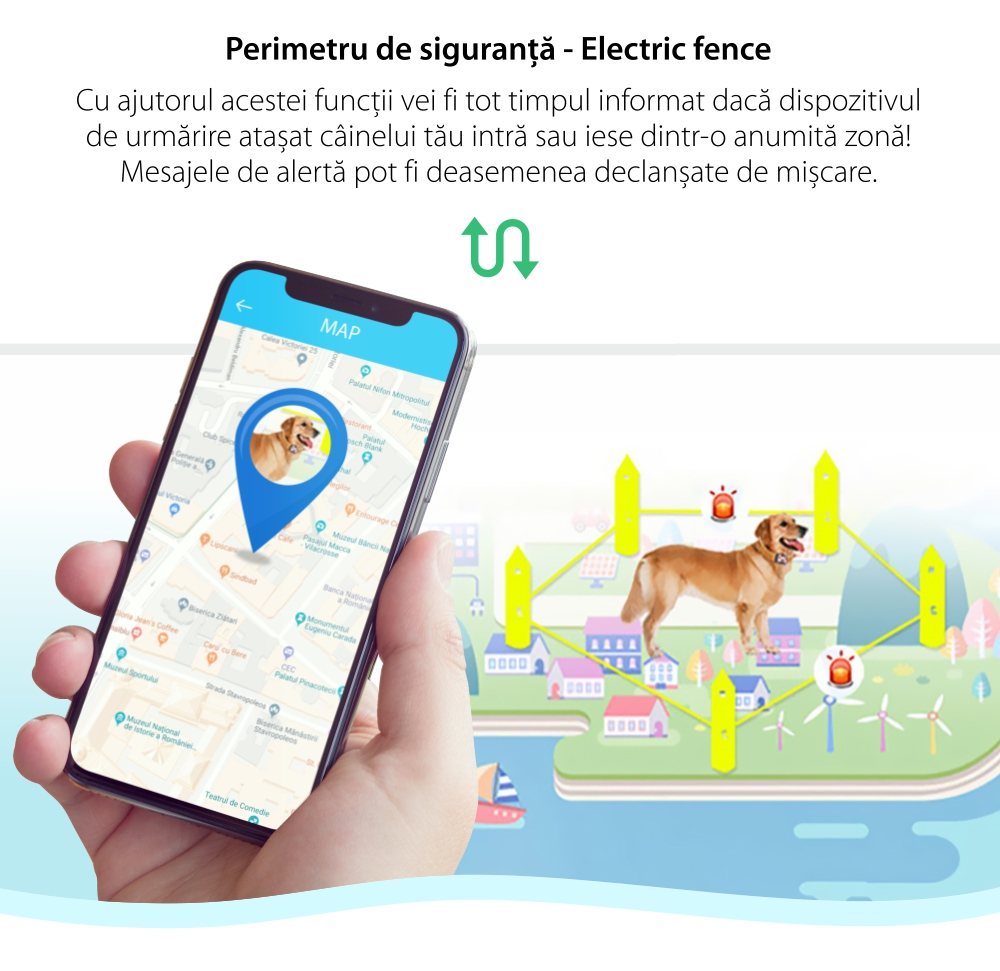 Zgarda cu Localizare GPS Pentru Animale PT-02 – Negru – Gri