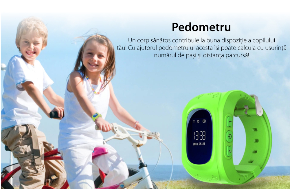 Ceas Smartwatch Pentru Copii Twinkler TKY-Q50 cu Functie Telefon, Localizare GPS, Pedometru, SOS – Negru, Cartela SIM Cadou