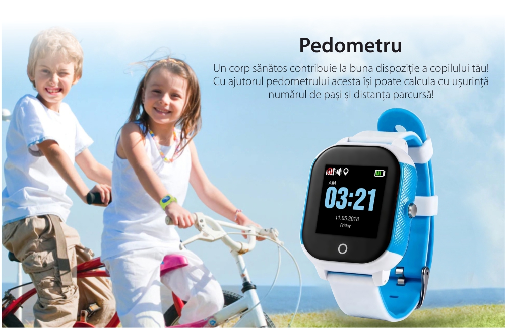 Ceas Smartwatch Pentru Copii Wonlex GW700S cu Functie Telefon, Localizare GPS, Pedometru, SOS, IP54 – Alb-Rosu, Cartela SIM Cadou