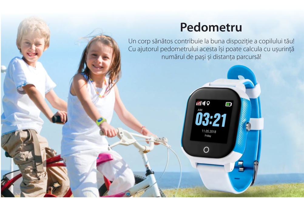 Ceas Smartwatch Pentru Copii Wonlex GW700S cu Functie Telefon, Localizare GPS, Pedometru, SOS, IP54 – Rosu-Negru, Cartela SIM Cadou