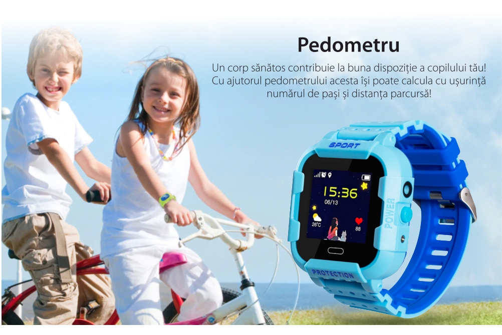 Pachet Promotional 2 Smartwatch-uri Pentru Copii Wonlex KT03 cu Functie Telefon, Localizare GPS, Camera, Pedometru, SOS, IP54 – Roz + Albastru, Cartela SIM Cadou