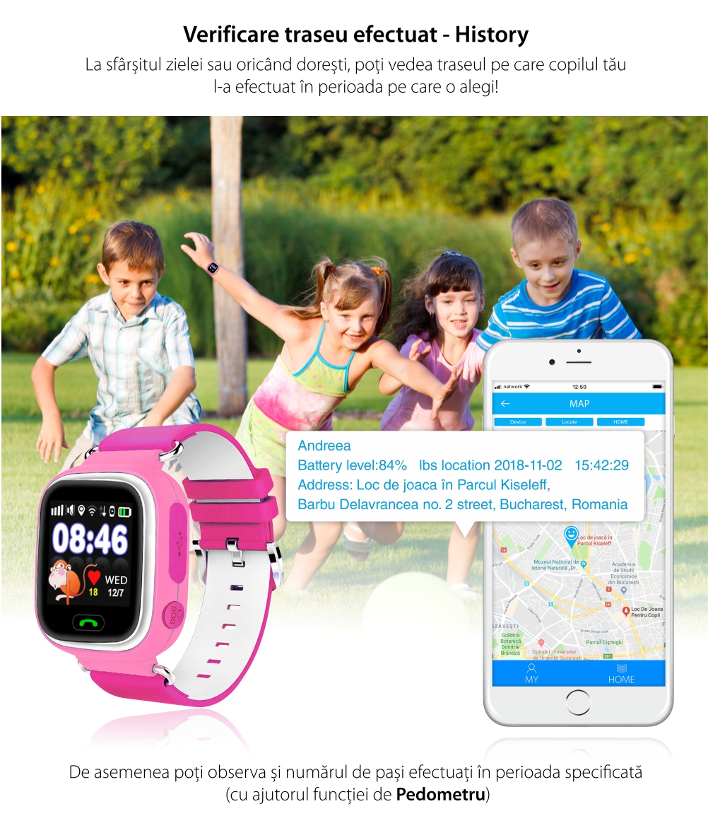 Ceas Smartwatch Pentru Copii Twinkler TKY-Q90 cu Functie Telefon, Localizare GPS, Pedometru, SOS, Joc Matematic – Galben, Cartela SIM Cadou