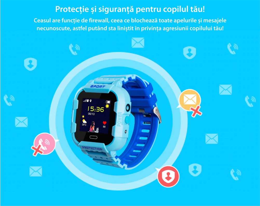 Ceas Smartwatch Pentru Copii Xkids X20 cu Functie Telefon, Localizare GPS, Apel monitorizare, Camera, Pedometru, SOS, IP54, Incarcare magnetica, Negru – Verde Lamaie, Cartela SIM Cadou, Meniu romana