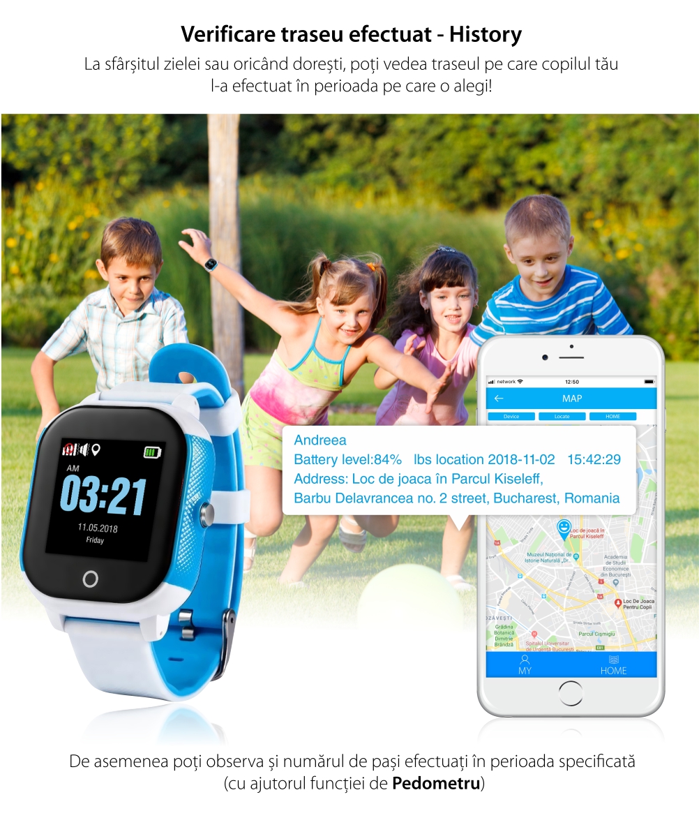 Ceas Smartwatch Pentru Copii Wonlex GW700S cu Functie Telefon, Localizare GPS, Pedometru, SOS, IP54 – Rosu-Negru, Cartela SIM Cadou