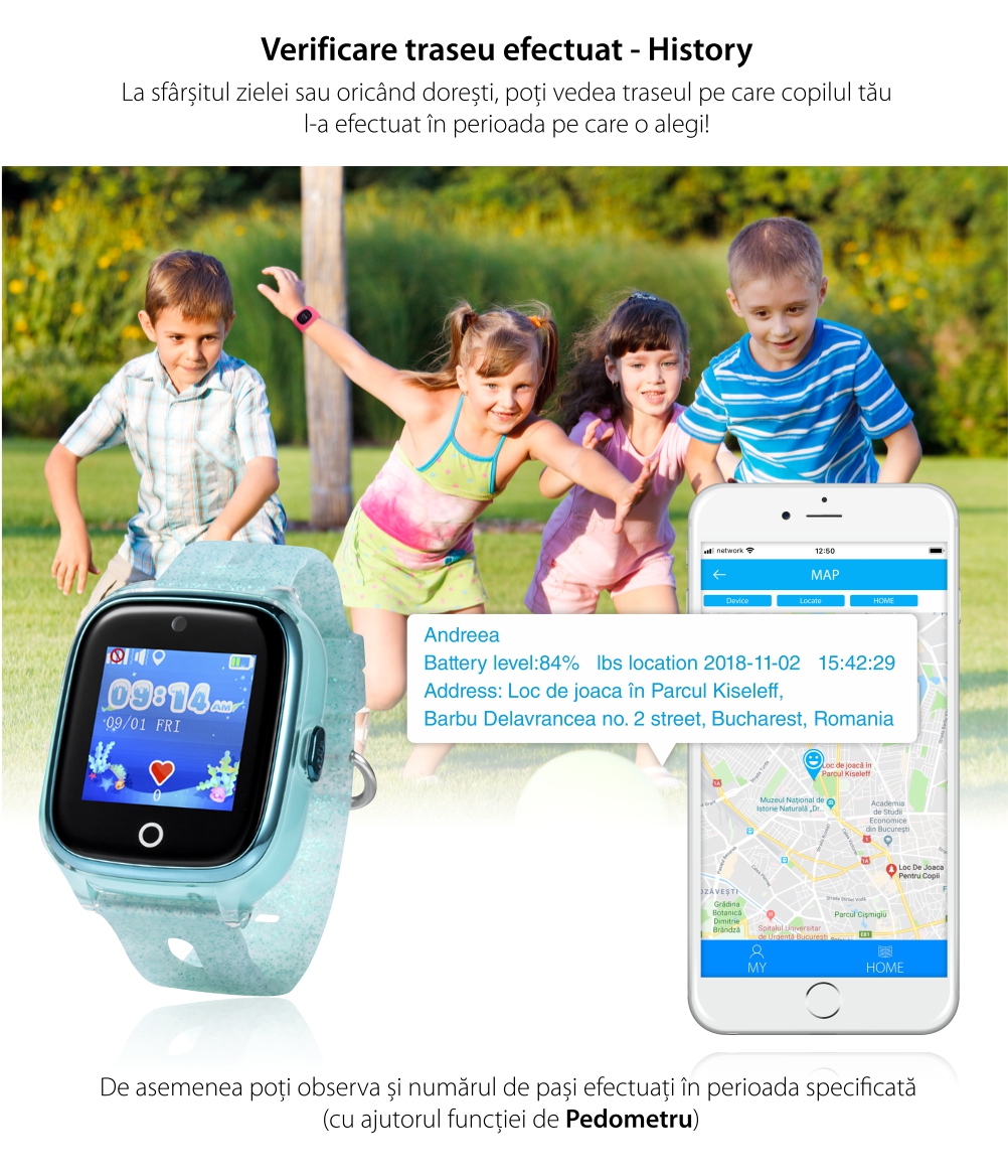 Ceas Smartwatch Pentru Copii Xkids X10 Wi-Fi cu Functie Telefon, Localizare GPS, Apel monitorizare, Camera, Pedometru, SOS, IP54, Albastru, Cartela SIM Cadou, Meniu engleza