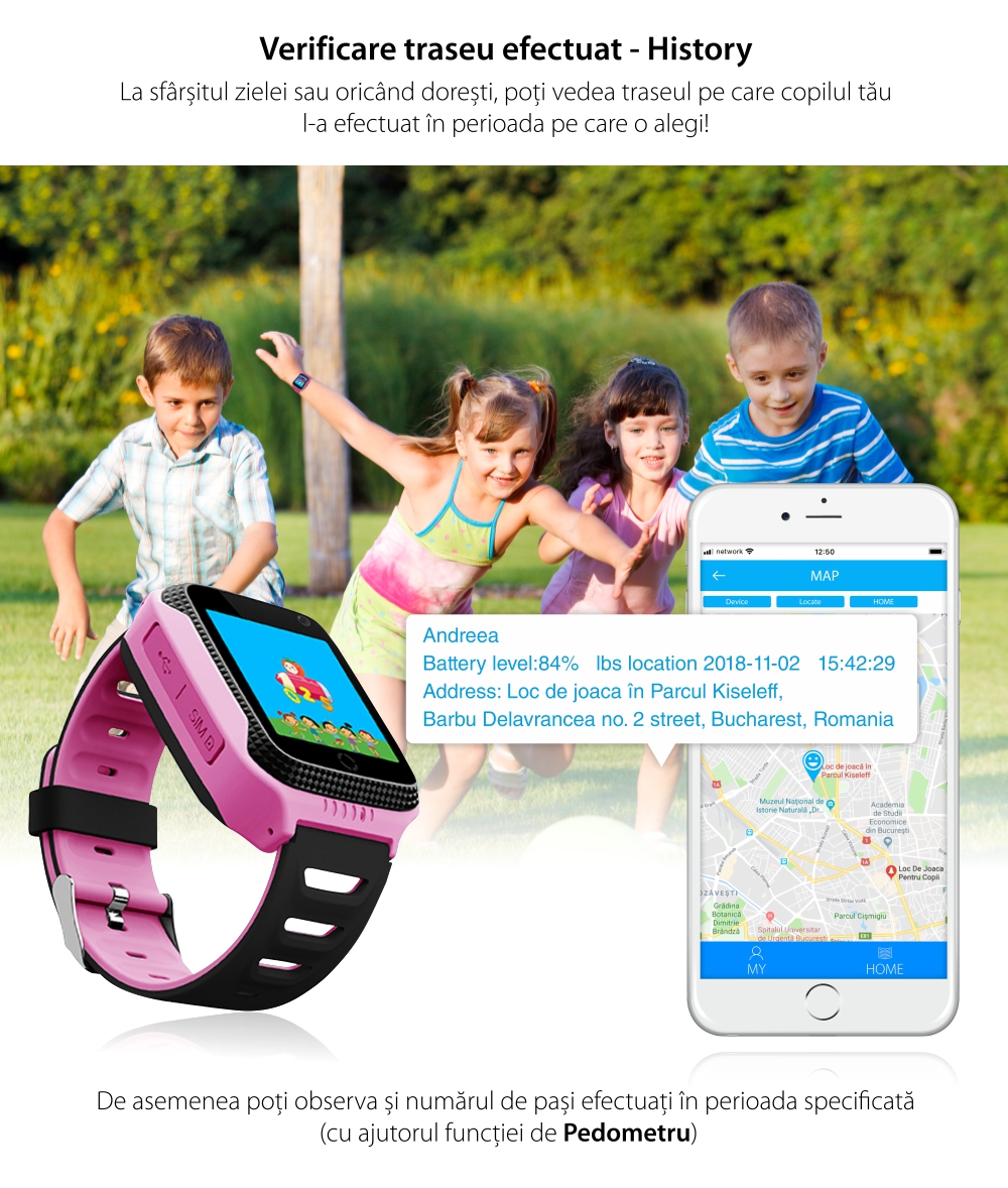 Ceas Smartwatch Pentru Copii Twinkler TKY-Q529 cu Functie Telefon, Localizare GPS, Camera, Pedometru, SOS, Lanterna, Joc Matematic – Galben, Cartela SIM Cadou