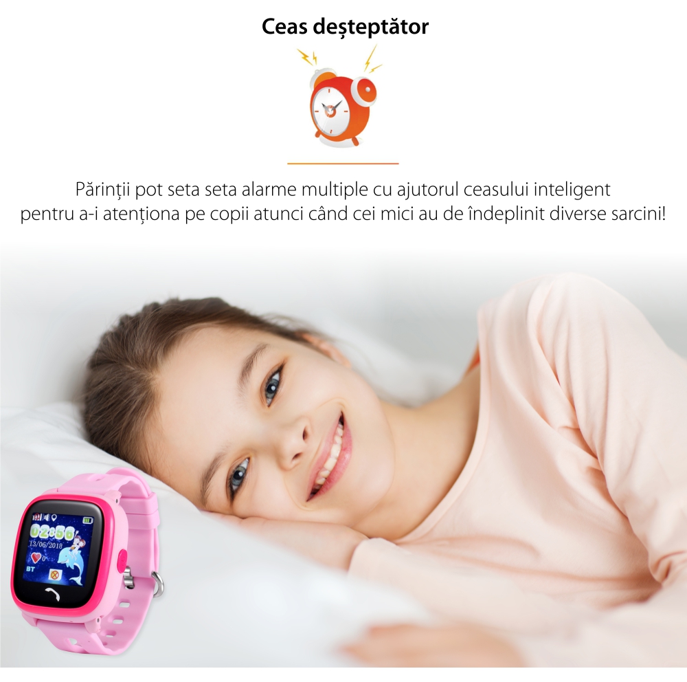 Ceas Smartwatch Pentru Copii Wonlex GW400S WiFi cu Functie Telefon, Localizare GPS, Pedometru, SOS, IP54 – Mov, Cartela SIM Cadou