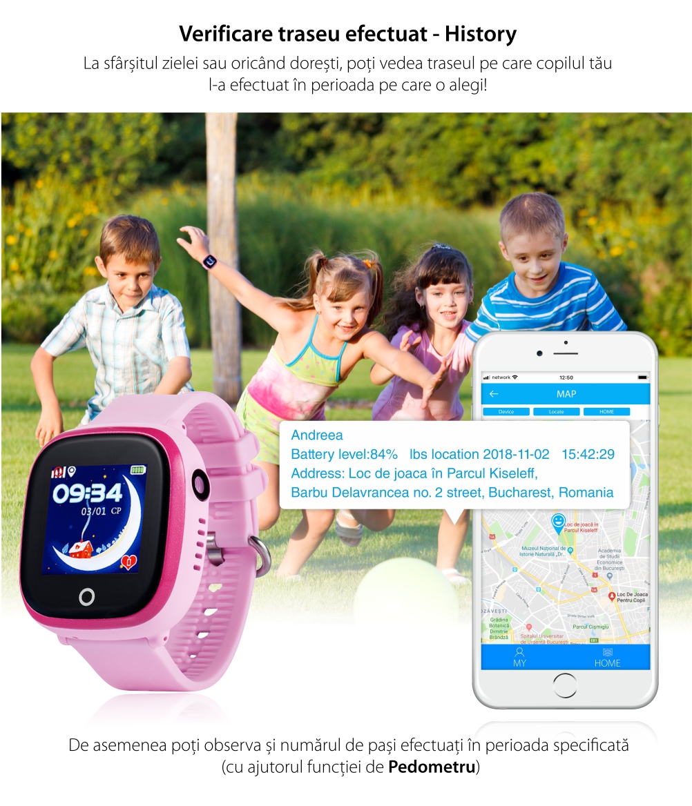 Ceas Smartwatch Pentru Copii Wonlex GW400X cu Functie Telefon, Localizare GPS, Camera, Pedometru, SOS, IP54 – Negru, Cartela SIM Cadou