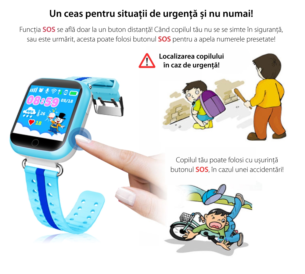 Ceas Smartwatch Pentru Copii Twinkler TKY-Q100 cu Functie Telefon, Localizare GPS, Pedometru, SOS, Detectie inlaturare ceas, Roz