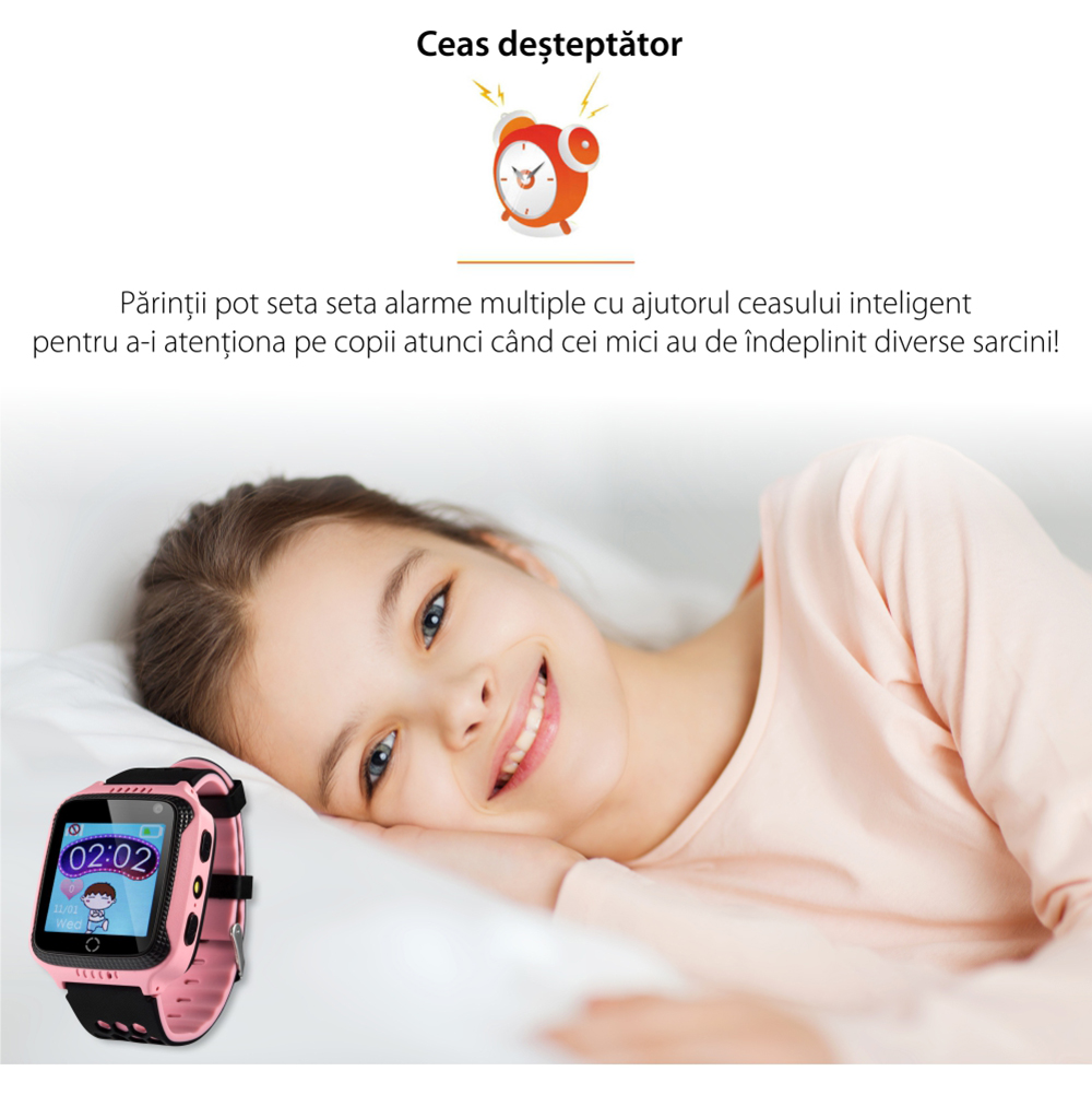 Ceas Smartwatch Pentru Copii Wonlex GW500S, Model 2022 cu Functie Telefon, Localizare GPS, Camera, Lanterna, Pedometru, SOS – Roz, Cartela SIM Cadou