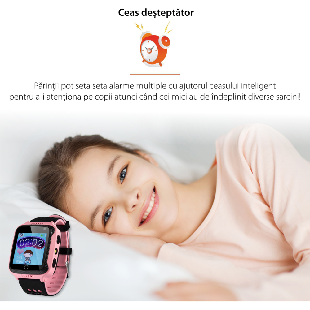 Ceas Smartwatch Pentru Copii Wonlex GW500S, Model 2024 cu Functie Telefon, Localizare GPS, Camera, Lanterna, Pedometru, SOS – Roz, Cartela SIM Cadou