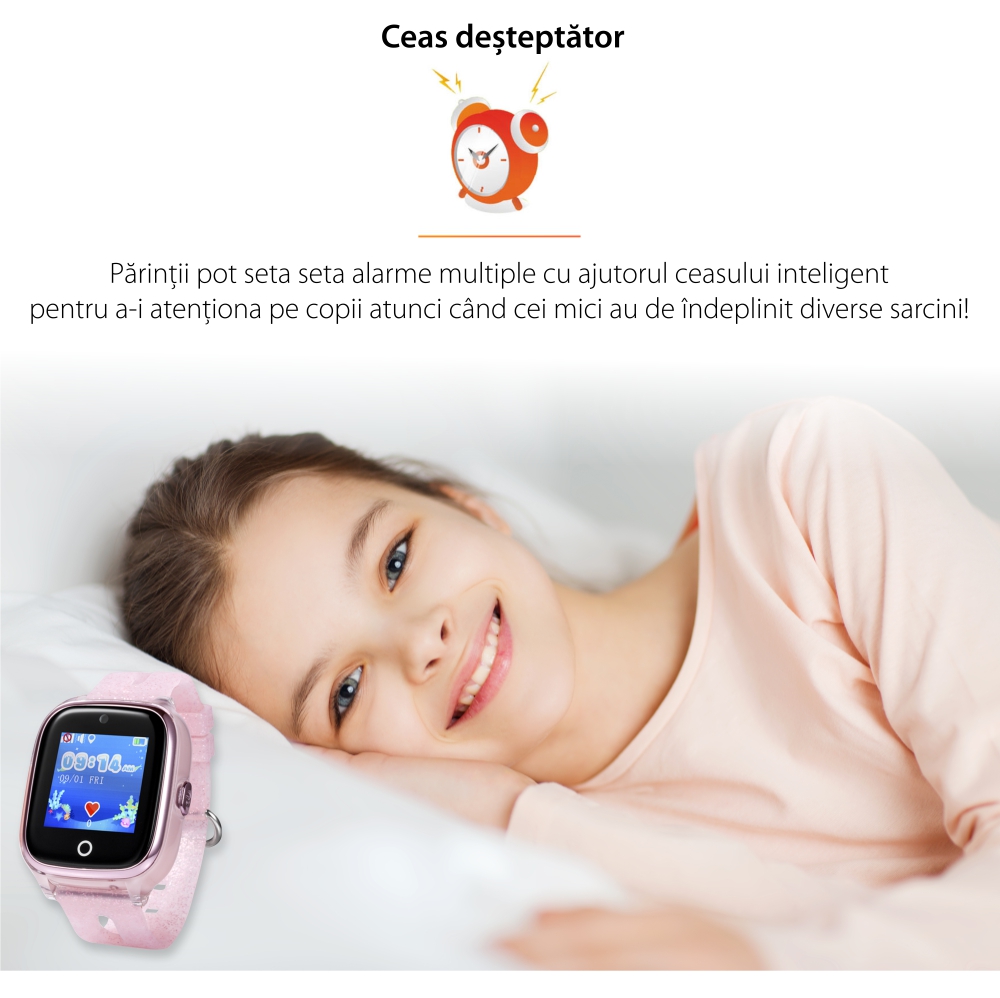 Ceas Smartwatch Pentru Copii Wonlex KT01 Wi-Fi, Model 2024 cu Functie Telefon, Localizare GPS, Camera, Pedometru, SOS, IP54 – Albastru, Cartela SIM Cadou