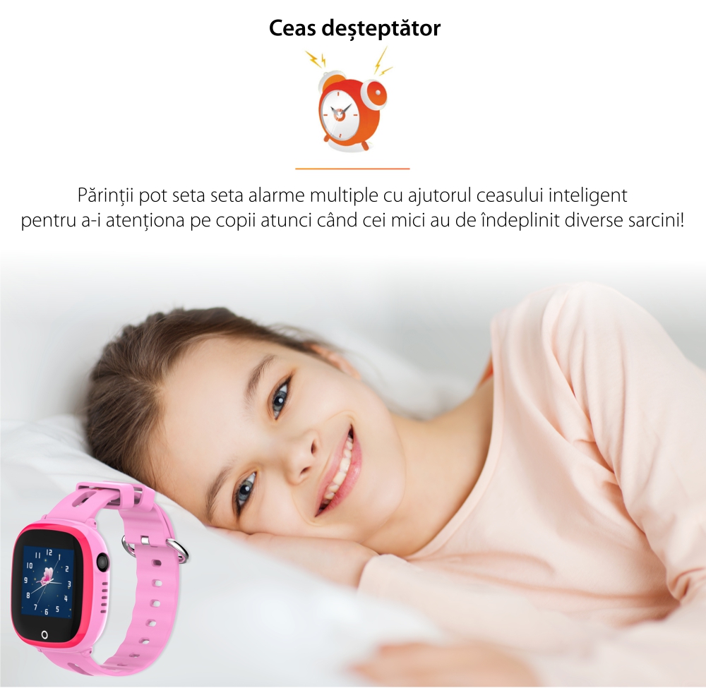 Ceas Smartwatch Pentru Copii Twinkler TKY-DF31 cu Functie Telefon, Localizare GPS, Camera, Pedometru, SOS, IP54 – Roz, Cartela SIM Cadou