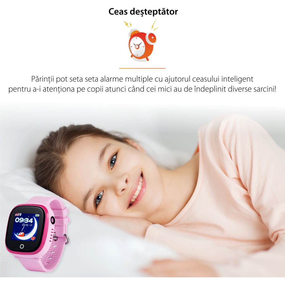 Ceas Smartwatch Pentru Copii Wonlex GW400X WiFi cu Functie Telefon, Localizare GPS, Camera, Pedometru, SOS, IP54 – Roz, Cartela SIM Cadou