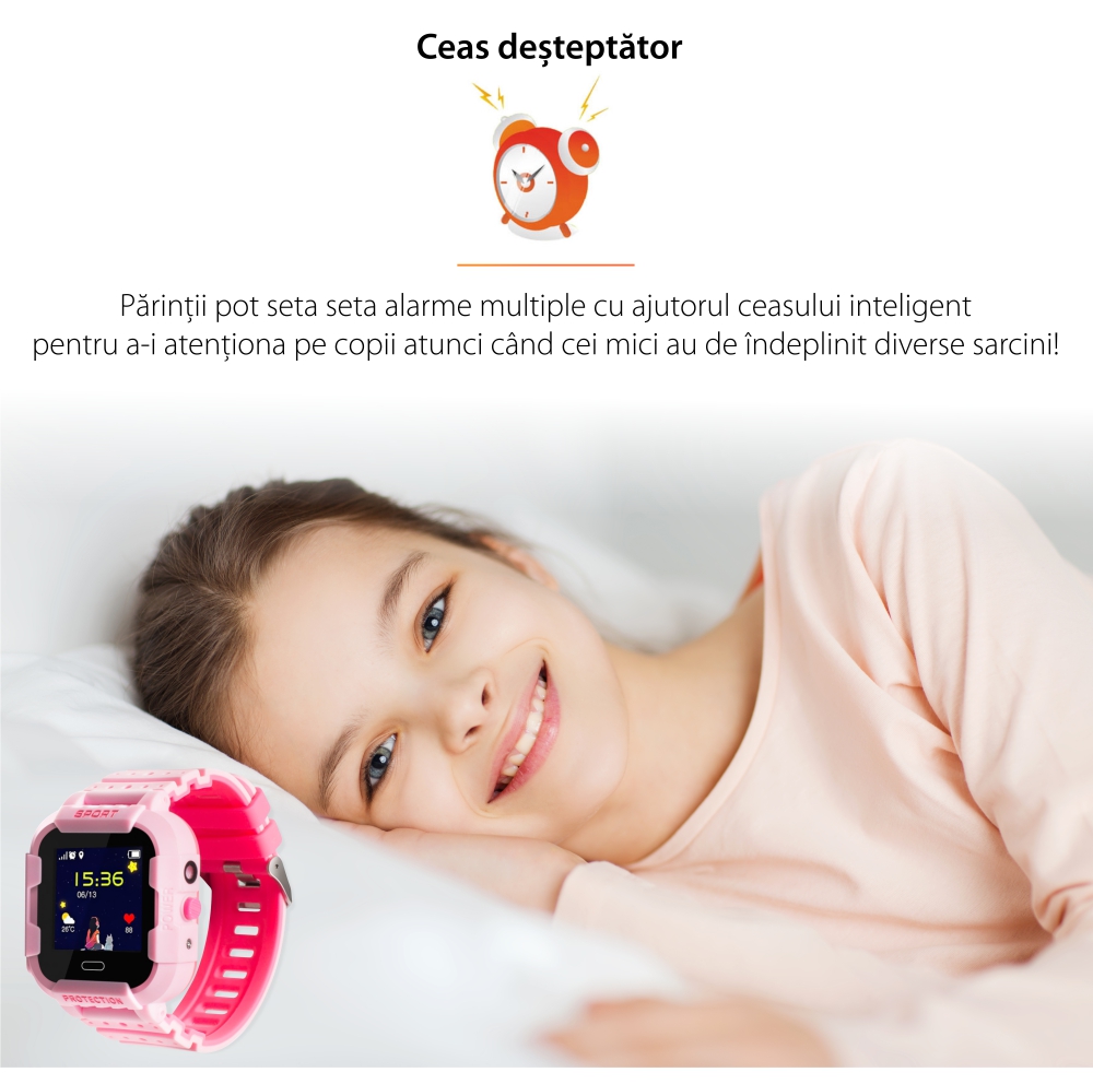 Pachet Promotional 2 Smartwatch-uri Pentru Copii Wonlex KT03, Model 2023 cu Functie Telefon, Localizare GPS, Camera, Pedometru, SOS, IP54 – Roz + Albastru, Cartela SIM Cadou