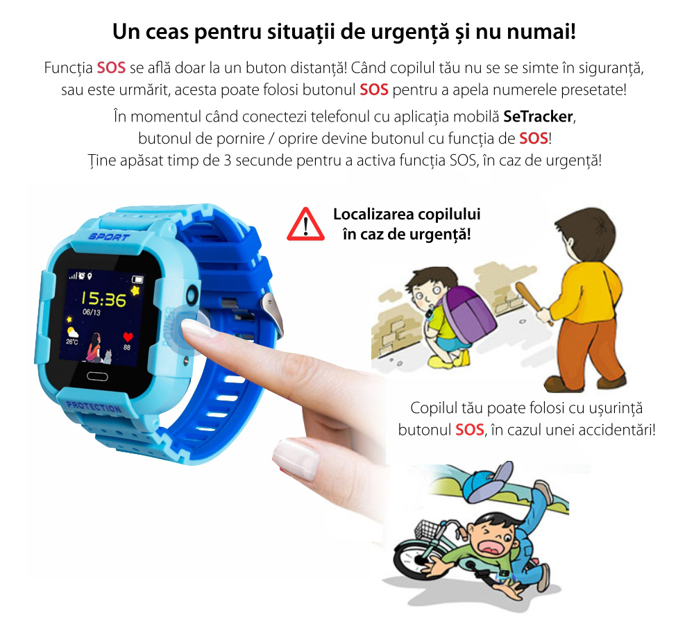 Ceas Smartwatch Pentru Copii Xkids X20 cu Functie Telefon, Localizare GPS, Apel monitorizare, Camera, Pedometru, SOS, IP54, Incarcare magnetica, Albastru, Cartela SIM Cadou, Meniu engleza