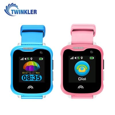 Pachet Promotional 2 Smartwatch-uri Pentru Copii Twinkler TKY-D7 cu Functie Telefon, Localizare GPS, Camera, Pedometru, IP67 – Roz + Albastru, Cartela SIM Cadou