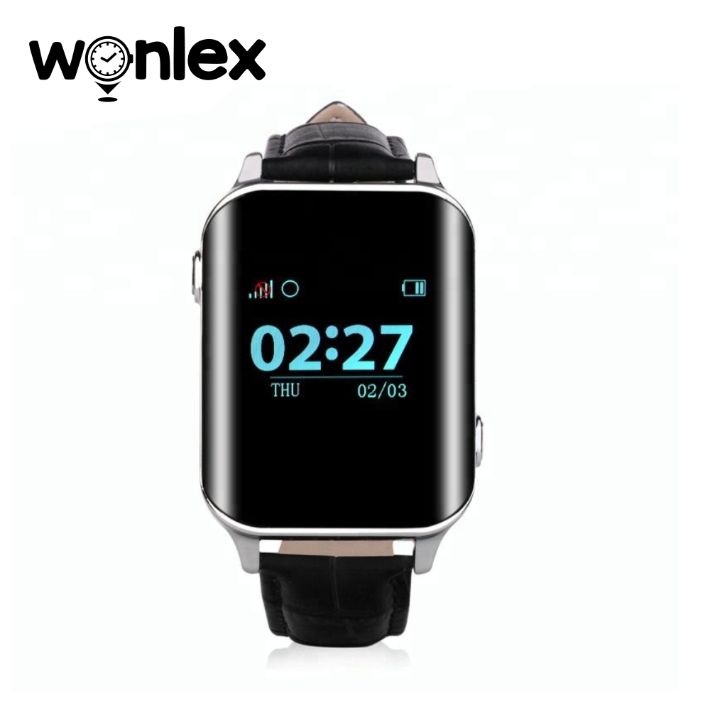 Ceas Smartwatch Pentru Adulti / Varstnici Wonlex EW200 cu Functie Telefon, Senzor puls, Localizare GPS, Pedometru – Negru, Cartela SIM Cadou imagine