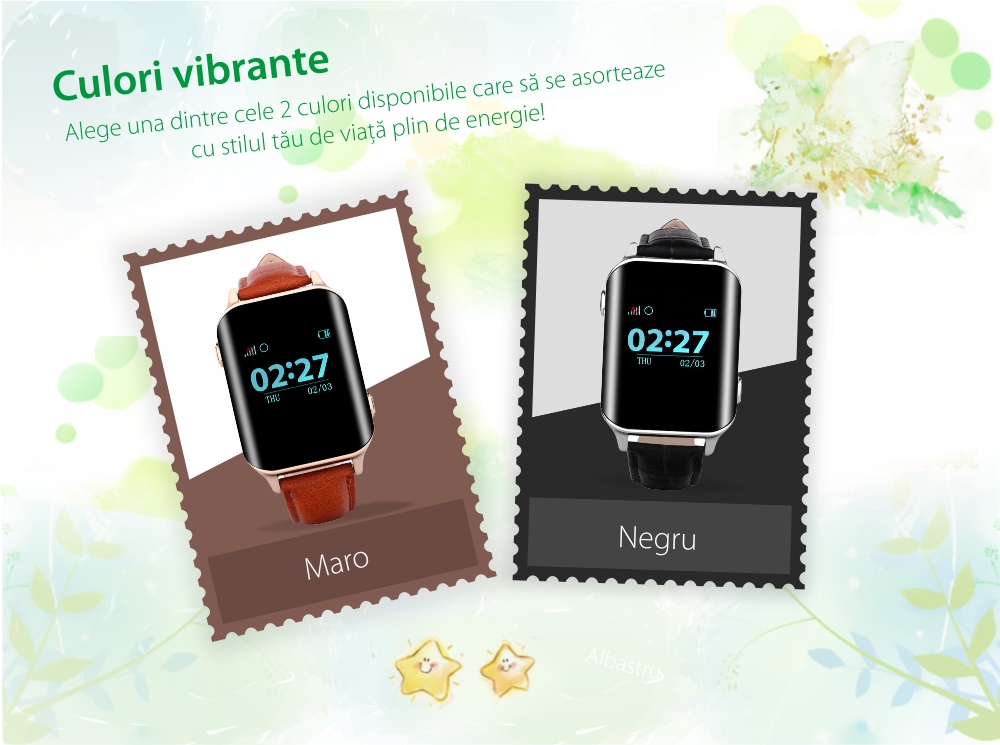 Ceas Smartwatch Pentru Adulti / Varstnici i365-Tech A16 cu Functie Telefon, Senzor puls, Localizare GPS, Pedometru – Maro