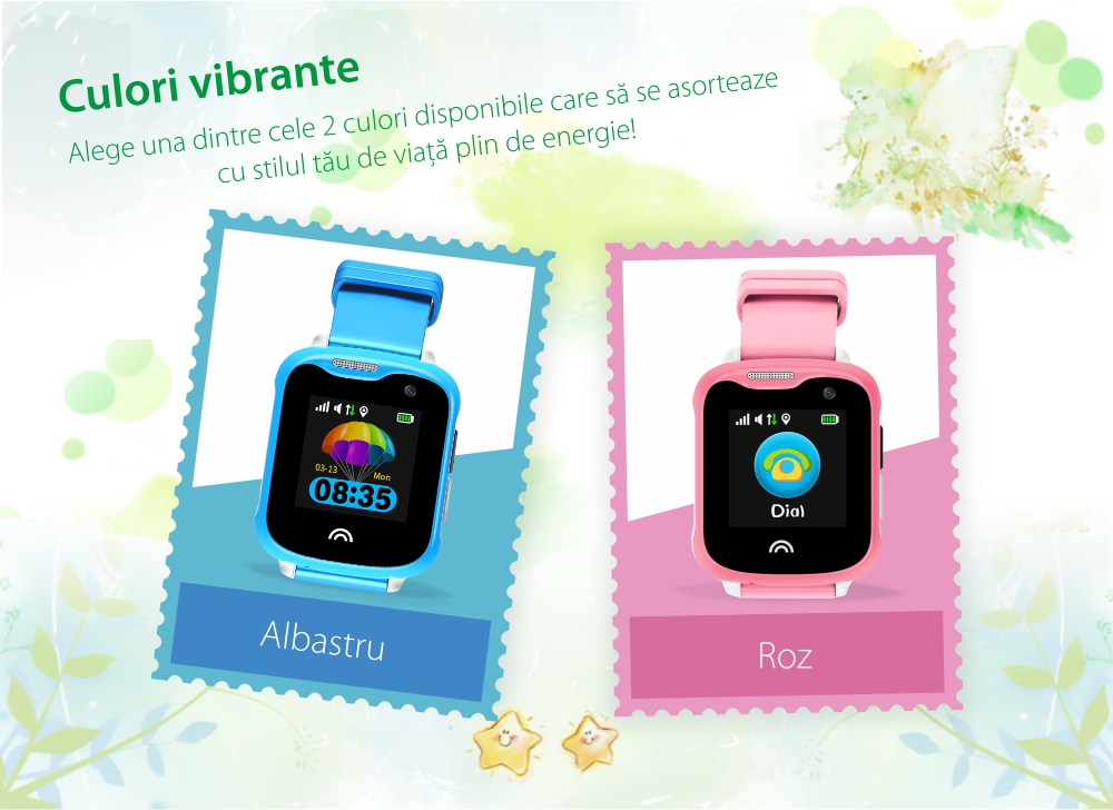 Ceas Smartwatch Pentru Copii Wonlex KT05 cu Functie Telefon, GPS, Camera, IP54 – Albastru, Cartela SIM Cadou