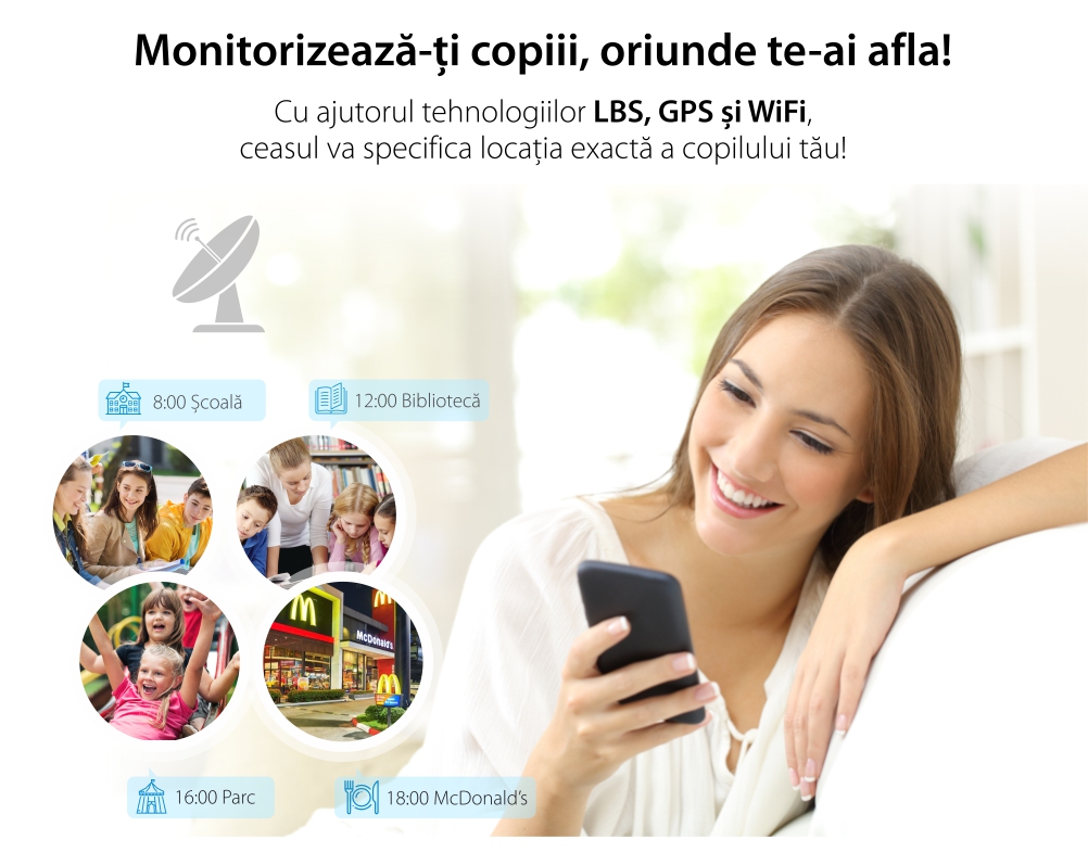 Ceas Smartwatch Pentru Copii Wonlex KT05 cu Functie Telefon, GPS, Camera, IP54 – Albastru, Cartela SIM Cadou