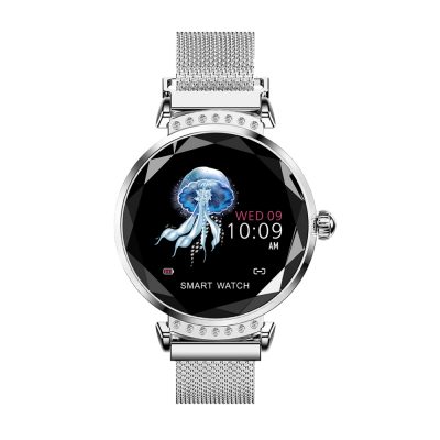 Ceas Smartwatch fitness fashion H2 cu functie de monitorizare ritm cardiac, Notificari, Pedometru, Bluetooth, Metal, Argintiu